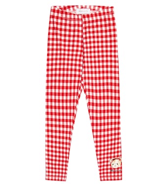 Gingham cotton-blend leggings | Monnalisa