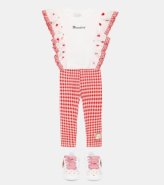 Gingham cotton-blend leggings | Monnalisa