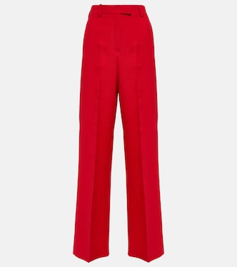 Pantalon droit à taille haute en soie | Valentino