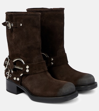 Studded suede ankle boots | Miu Miu