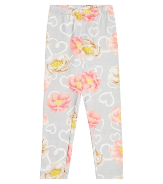 Floral printed jersey leggings | Monnalisa