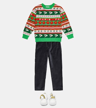 Pullover in jacquard di misto cotone | Kenzo Kids