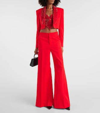 Crystal-embellished cropped wool blazer | Area