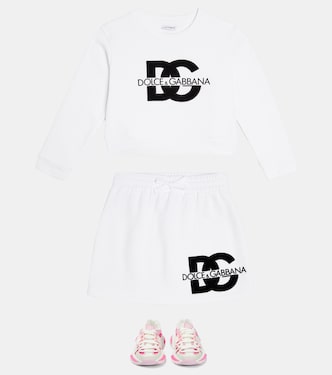 Falda de jersey de algodón con logo | Dolce&Gabbana Kids