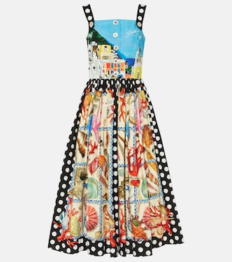 Vestido midi Capri de algodón estampado | Dolce&Gabbana