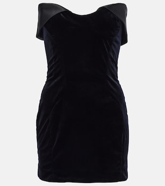 Vestido corto de terciopelo con satén | Mugler