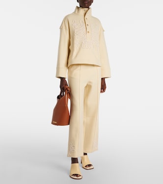 Embroidered wool and cotton-blend sweatpants | Xu Zhi