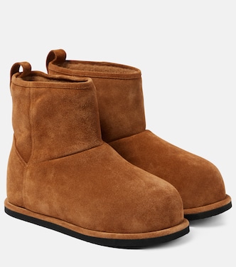 Bottines Heidi en daim et shearling | Amina Muaddi