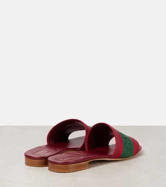 Web Stripe embroidered slides | Gucci