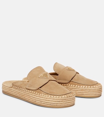 Suede espadrille mules | Prada