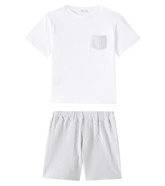 T-shirt e bermuda in cotone a righe | Il Gufo