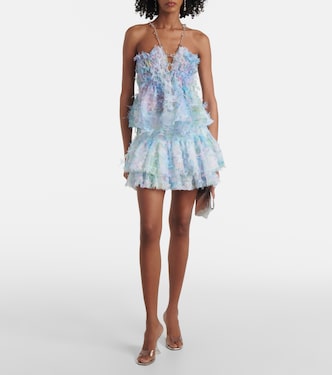 Top en tulle à fleurs et smocks | Susan Fang