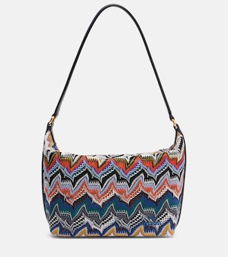 Zigzag leather-trimmed shoulder bag | Missoni