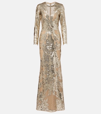 Robe longue en tulle à sequins | Elie Saab