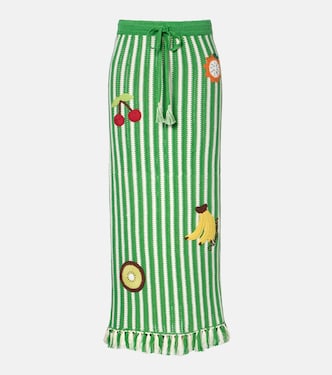 Sundae crochet embroidered cotton maxi skirt | Alémais