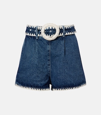 Crochet-trimmed denim shorts | Farm Rio