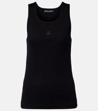 DG embellished ribbed-knit cotton tank top | Dolce&Gabbana