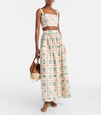 Besticktes Cropped-Top Cacao aus Baumwolle | Agua by Agua Bendita