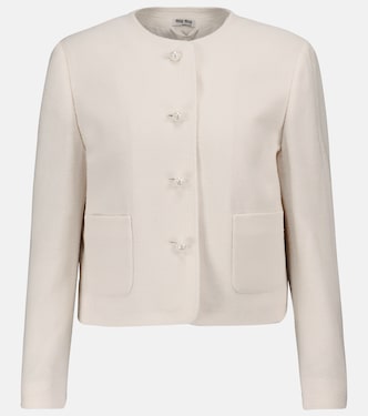 Giacca in misto lana con perle | Miu Miu