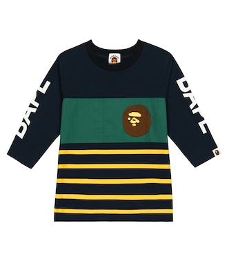 로고 스트라이프 코튼 블렌드 티셔츠 | BAPE Kids