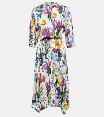 Robe midi en satin à fleurs | Stella McCartney