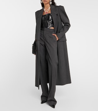 Pantalones rectos de tiro alto a rayas | Alessandra Rich