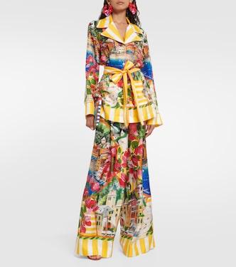 Pantalon ample Portofino à taille haute en soie | Dolce&Gabbana