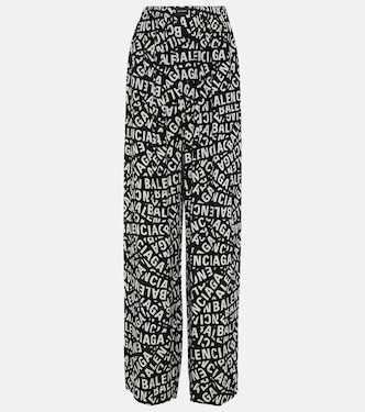 Logo high-rise wide-leg pants | Balenciaga