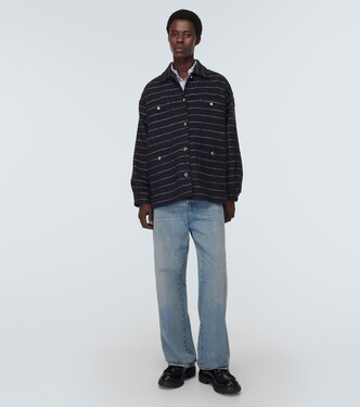 Giacca in bouclé di misto lana a righe | Miu Miu