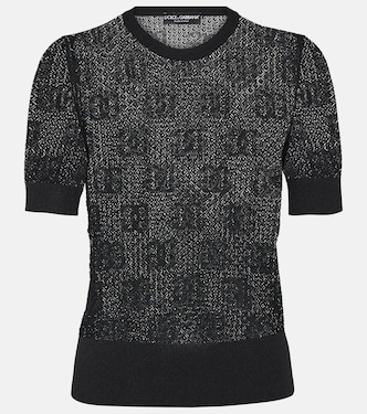 Jersey de jacquard con encaje y logo | Dolce&Gabbana