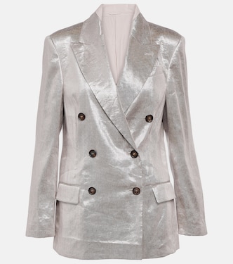Blazer métallisé en lin mélangé | Brunello Cucinelli