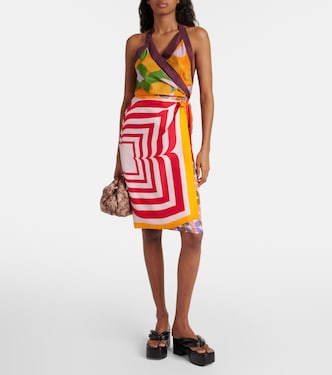 Printed halterneck silk pongee top | Dries Van Noten