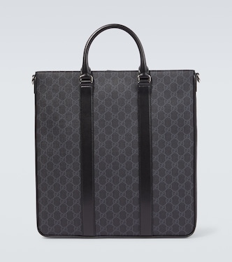 GG Supreme Medium leather-trimmed tote bag | Gucci