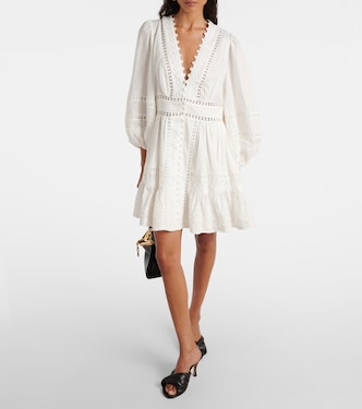 Pop lace-trimmed linen minidress | Zimmermann