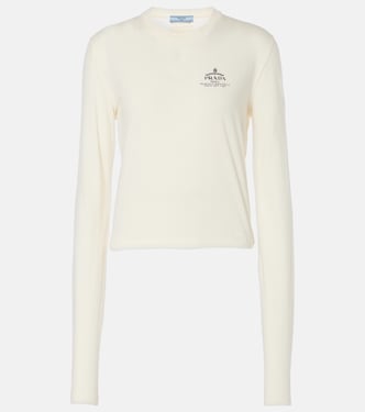 Top in jersey di cotone con logo | Prada