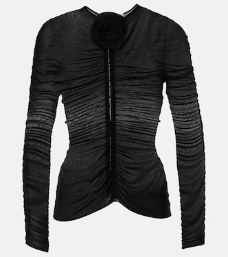 Floral-appliqué ruched top | Magda Butrym