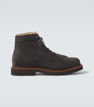 Suede and corduroy lace-up boots | Brunello Cucinelli