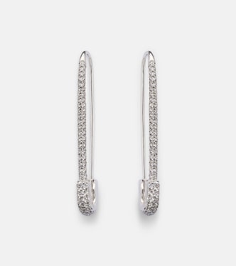 Orecchini Extra Large Safety Pin in oro bianco 18 kt con diamanti | Anita Ko