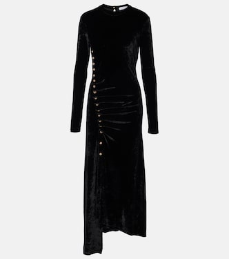 Embellished ruched velvet midi dress | Rabanne
