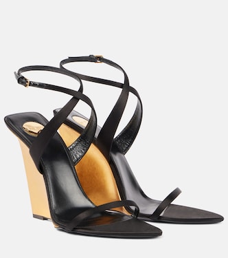 Salomé 110 crêpe satin wedge sandals | Saint Laurent