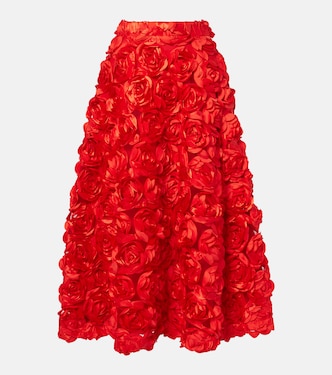 Floral-appliqué tulle midi skirt | Rotate