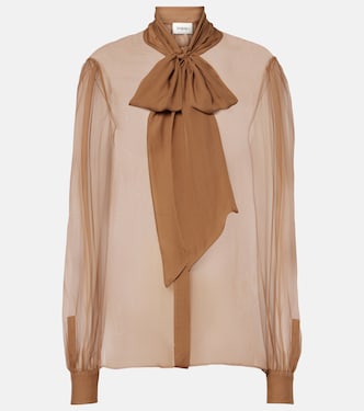Tie-neck silk chiffon blouse | Saint Laurent