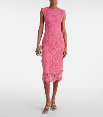 Abito midi Hibiscus in pizzo | Monique Lhuillier