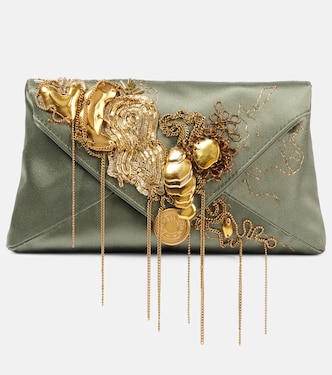 Borsa a spalla in raso con applicazioni | Dries Van Noten