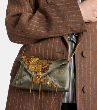 Borsa a spalla in raso con applicazioni | Dries Van Noten