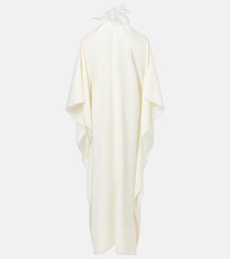 Abito lungo off-shoulder con piume | Taller Marmo