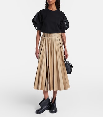T-shirt in twill di cotone e jersey | Sacai