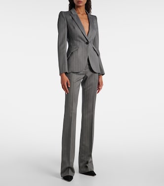 Herringbone pinstripe wool blazer | McQueen
