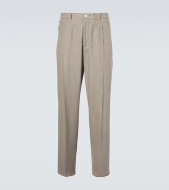 Pantalones tapered de algodón plisados | Brunello Cucinelli