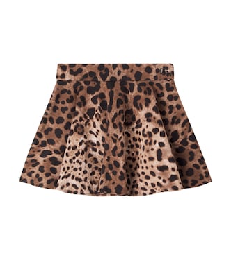 Leopard-print cotton jersey skirt | Dolce&Gabbana Kids